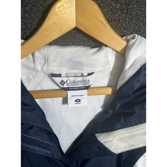 COLUMBIA Omni-Tech Omni Waterproof Rain Jacket Men's Medium White/Blue Nylon - Picture 3 of 10